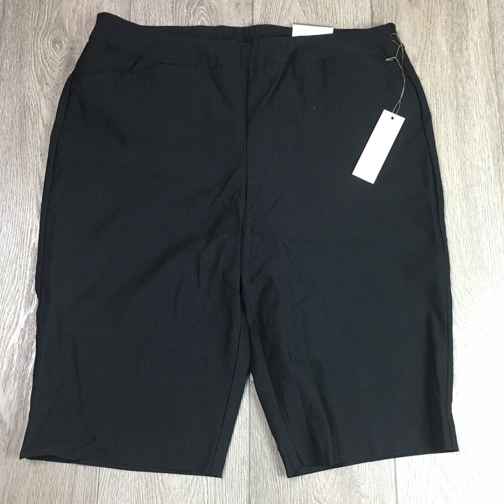 New Chico’s So Slimming Pull On Shorts Black Mid Length Stretch Womens 2.5 Large - Picture 2 of 8